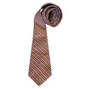Lanvin New York Paris Gray and Brown Stripe Men’s Neck Tie